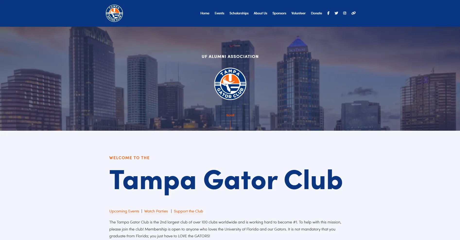 Tampa Gator Club website homepage